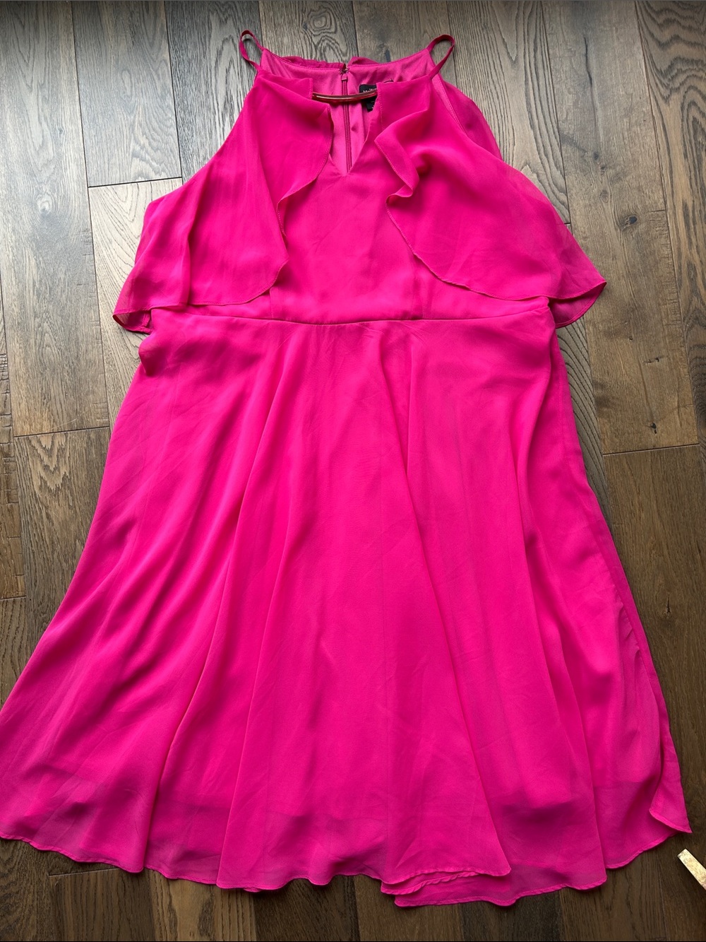 Fuchsia Ruffled Cold-Shoulder Midi Dress - Picture 13 of 14